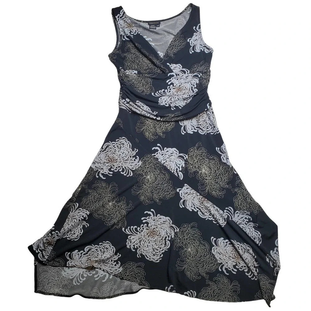 BCBGMAXAZRIA Floral Ruched Midi Dress